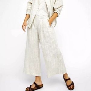 NWT Free People Striped Linen 2 Piece Suit Set